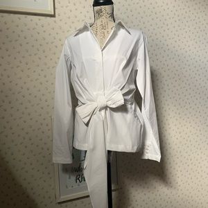 Donna Karan New York Tie Front Long Sleeve Shirt
